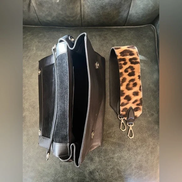 MaxMara Shoulder Bag Napa Leather Animal Print Black Small - Picture 6 of 16